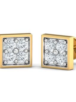 KuberBox - 18K Elite Square Stud Earrings for Women and Girls