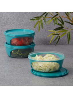 HomeTown - Kitchen Mate Plastic Round Container 760ml Set of 3 in Teal Colour