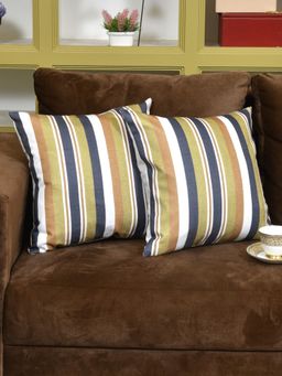 The Home Story - Multicolor Stripes Cushion Covers - 16x16 Inches (Pack of 2)