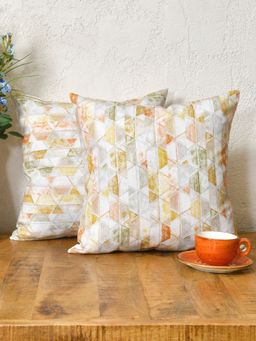 The Home Story - Multicolor Triangles Cushion Covers - 16x16 Inches (Pack of 2)