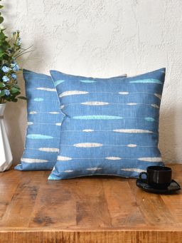 The Home Story - Denim Blue Cushion Covers - 16x16 Inches (Pack of 2)