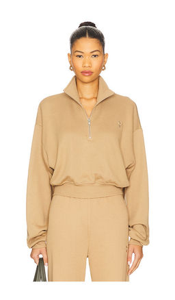 Eterne - Cropped French Terry Half-zip Sweatshirt