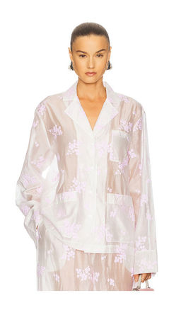 Helsa - Pajama Top in Cherry Blossom Embroidery