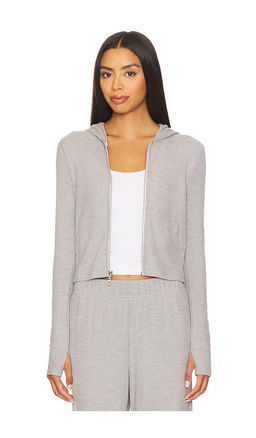 Michael Lauren - Aris Fitted Crop Zip Up Hoodie