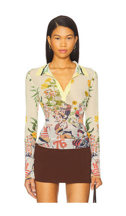Monse - Printed Mesh Polo Top