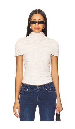 Susana Monaco - Mock Neck Overlay Gathered Top