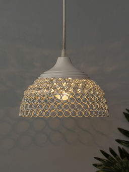 Homesake - White Crystal Hanging Hemisphere Light