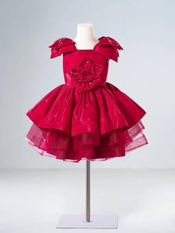 Hopscotch - Red Floral Applique Party Dress