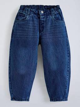 Hopscotch - Navy Blue Denim Barrel Fit Jeans