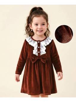 Mark & Mia - Girls Bow Brown One Piece Dress