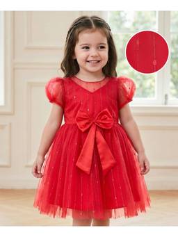 Mark & Mia - Red Knee Length Half Sleeves Party Dress