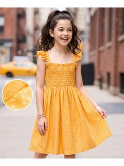 Mark & Mia - Girls Mustard Printed One Piece Dress