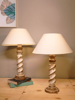 Homesake - Rustic Table Lamp 2Pcs Rope Whitewash Cone