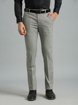 Reid & Taylor - Men Grey Polyviscose Printed Formal Trouser