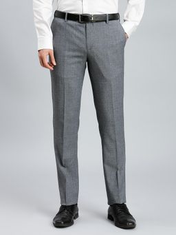 Reid & Taylor - Men Grey Polyviscose Textured Formal Trouser