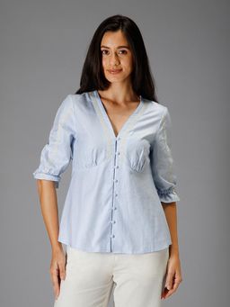 B77 - Beatrice Cotton Empire-Line Top with Lace Detailing