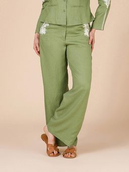 B77 - Paula Straight Leg Pants with Embroidered Details