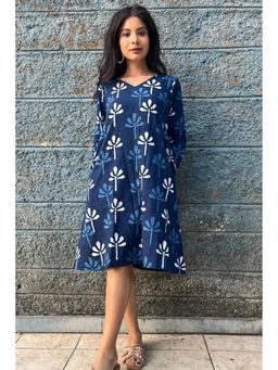 Sutra Art of Clothing - Indigo Block Print Dress