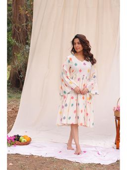 Sutra Art of Clothing - Canvas Off White Ikkat Cotton Dress