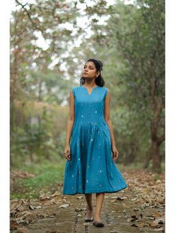 Sutra Art of Clothing - Fern Blue Jamdani Dress