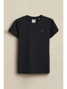 Allen Solly - Black Solid Crew Neck T-Shirt