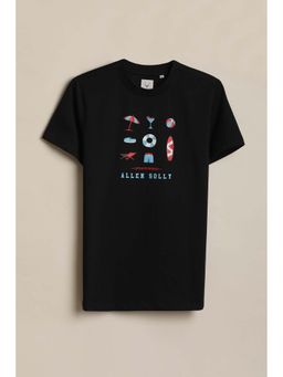 Allen Solly - Black Graphic Print Crew Neck T-Shirt