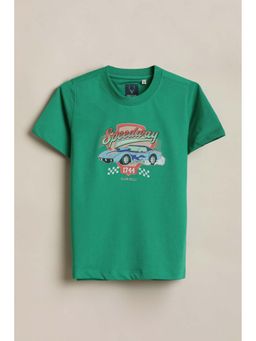 Allen Solly - Green Graphic Print Crew Neck T-Shirt