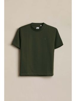 Allen Solly - Olive Solid Crew Neck T-Shirt