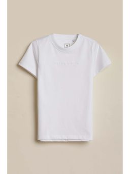 Allen Solly - White Solid Crew Neck T-Shirt