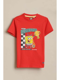 Allen Solly - Red Graphic Print Crew Neck T-Shirt