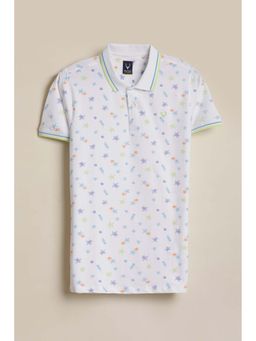 Allen Solly - White Print Polo Neck T-Shirt