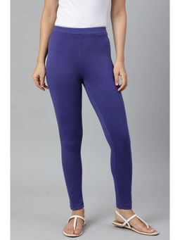 W - Dark Blue Solid Knitted Women's Leggings