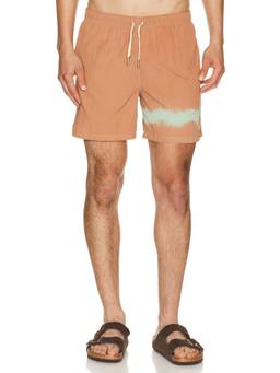 Bather - Overdyed Men's Drawstring Mesh-Lined Swim Trunks Brown