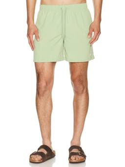Bather - Solid Men's Drawstring Mesh-Lined Swim Trunks Green