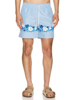 Bather - Lawn Printed Men's Recycled Nylon Swim Trunks Blue