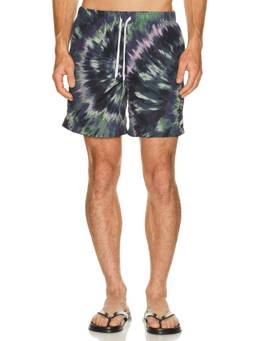 Bather - Fig Swirl Men's Recycled Polyester Drawstring Swim Trunks Multi-Color