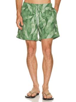 Bather - Fern Daisy Trip Men's Drawstring Mesh Lined Swim Trunks Green