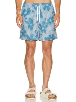 Bather - Daisy Trip Men's Drawstring Mesh-Lined Swim Trunks Blue