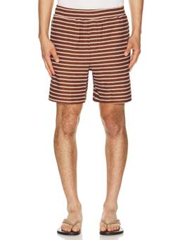 Bound - Stripe Jacquard Men's Drawstring Knit Boxer Shorts Brown