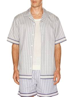 CHE - Border Men's Cotton Blend Button-Front Boxers Blue