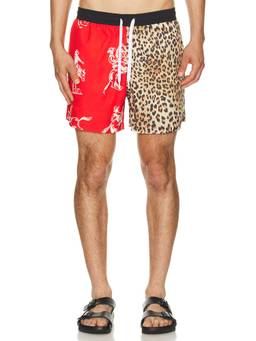 Duvin Design - Horsin Around Men's Drawstring Mesh Lined Swim Shorts Multi-Color