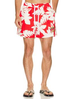 Duvin Design - Margaritaville Beach Club Men's Drawstring Swim Shorts Red