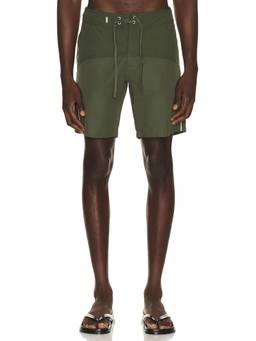 Rhythm - Curve Men's Drawstring Cotton Blend Swim Trunks Olive