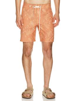 Rhythm - Paisley Men's Drawstring 3-Pocket Swim Trunks Orange