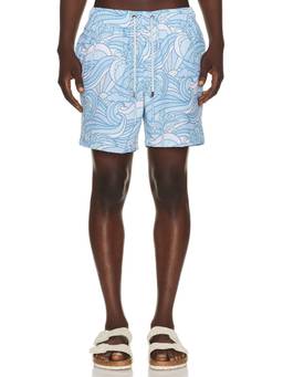 Vintage Summer - Seersucker Stretch Men's Drawstring Swimwear Blue