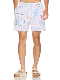 Vintage Summer - Seersucker Stretch Men's Drawstring Swim Trunks White