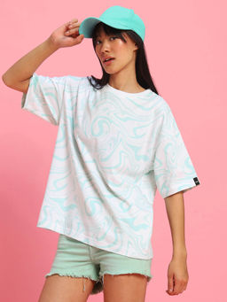 Bewakoof - Womens White Printed Oversized Plus Size T-shirt
