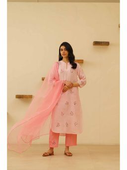 KAVANA - Farah Floral Print Embroidery Kurta with Pant (Set of 2)