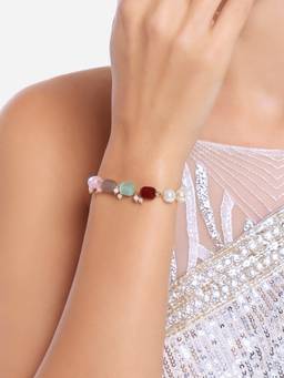 Zaveri Pearls - Multi Color Artificial Beads & Pearls Ethnic Bracelet