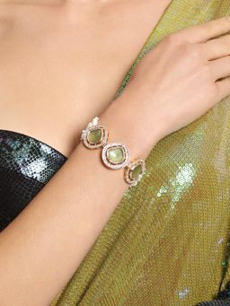 Zaveri Pearls - Green Multistrand Artificial Stones & Beads Ethnic Bracelet